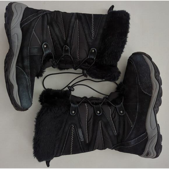 KHOMBU Tall Black Suede Leather & Faux Fur Lined 12" Boots Women's Size 7 US Ski - Picture 9 of 9